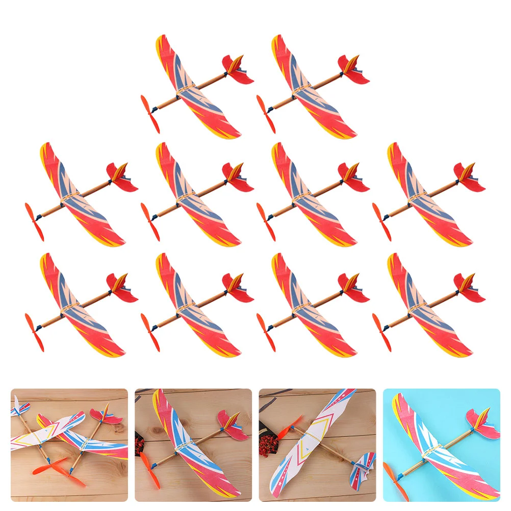 

10Pcs Plastic Airplane Outdoor Sports Flying Handmade Toys (Random Style)