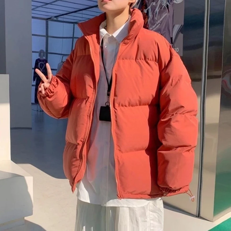 Parkas Men's Jacket Coats Winter Warm Tall Neck Simple Solid Color Korean Version Harajuku Woman Heavy Jackets