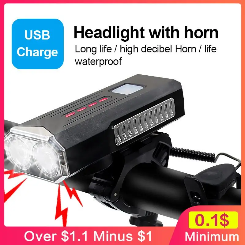 

Bike Front Light With Horn 400mAh USB Rechargeable Smart Light Bike Lamp Cycling FlashLight Waterproof