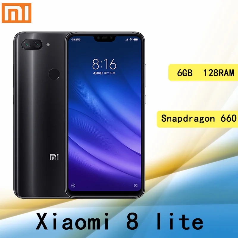 

Сотовый телефон xiaomi 8 lite смартфон 4G 128G Snapdragon 660AIE 2280*1080 отпечаток пальца Быстрая зарядка 18 Вт