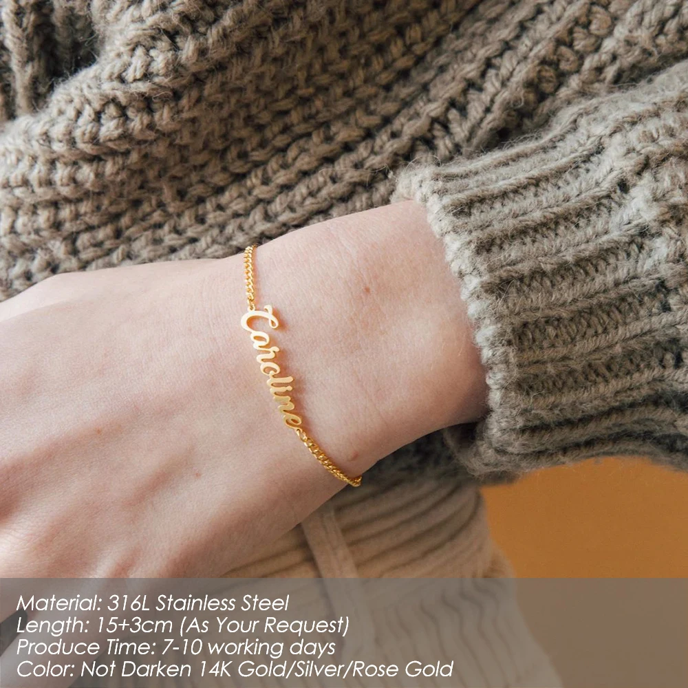 Orazio Customized Name Bracelet for Women Gold Color Personalized Letter 316 Stainless Steel Jewelry Gift Support Dropshipping