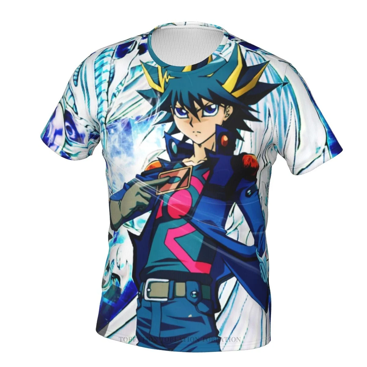

Футболка Yusei YuGiOh с принтом карточных игр, летняя футболка из полиэстера, быстросохнущая дышащая футболка с коротким рукавом и 3D принтом