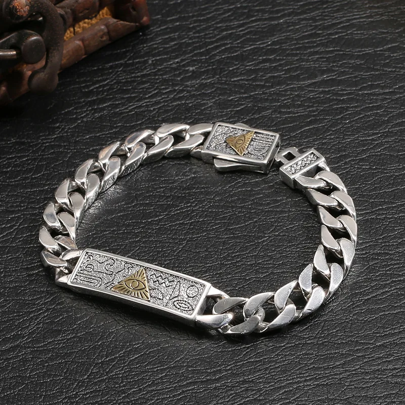 BOCAI S925 Браслеты-подвески из стерлингового серебра для мужчин Eyes of God Кубинская