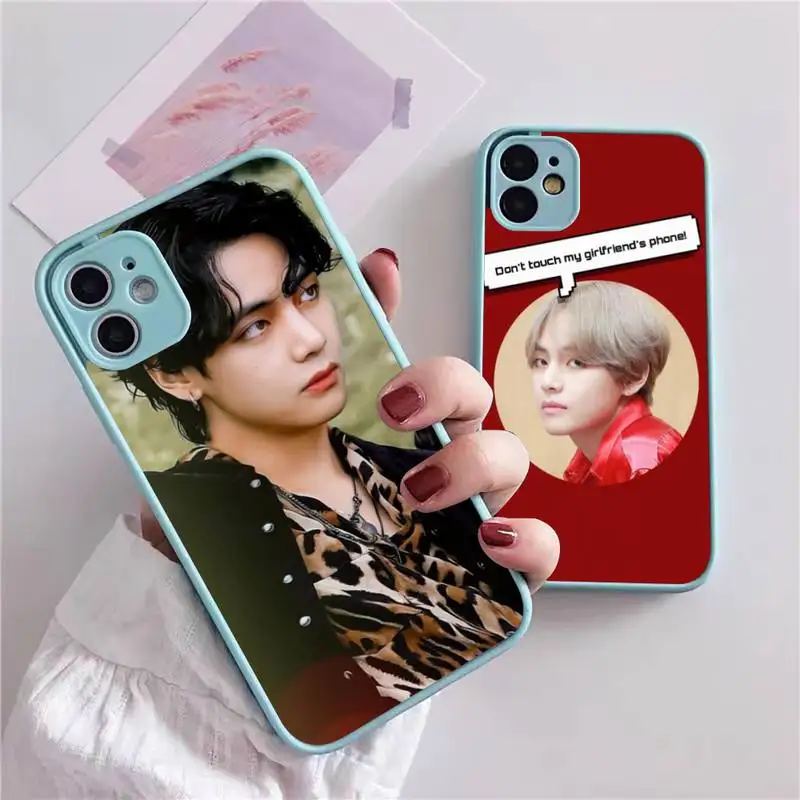 

Kim V Taehyung Phone Case For iphone 13 12 11 xr xs x 7 8 pro max Light blue Soft TPU Silicone Clear Case Cover