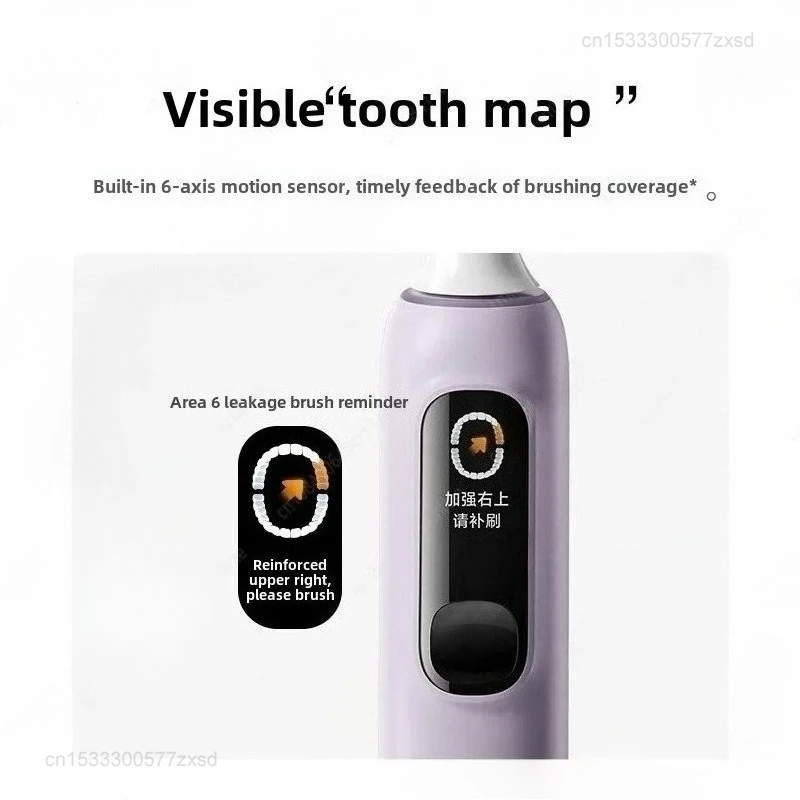 Фото Электрическая зубная щетка Xiaomi Sonic Sweep Vibration Pro с интеллектуальным распознаванием поверхности зуба, цифровым дисплеем, напоминаниями и водонепроницаемостью №4