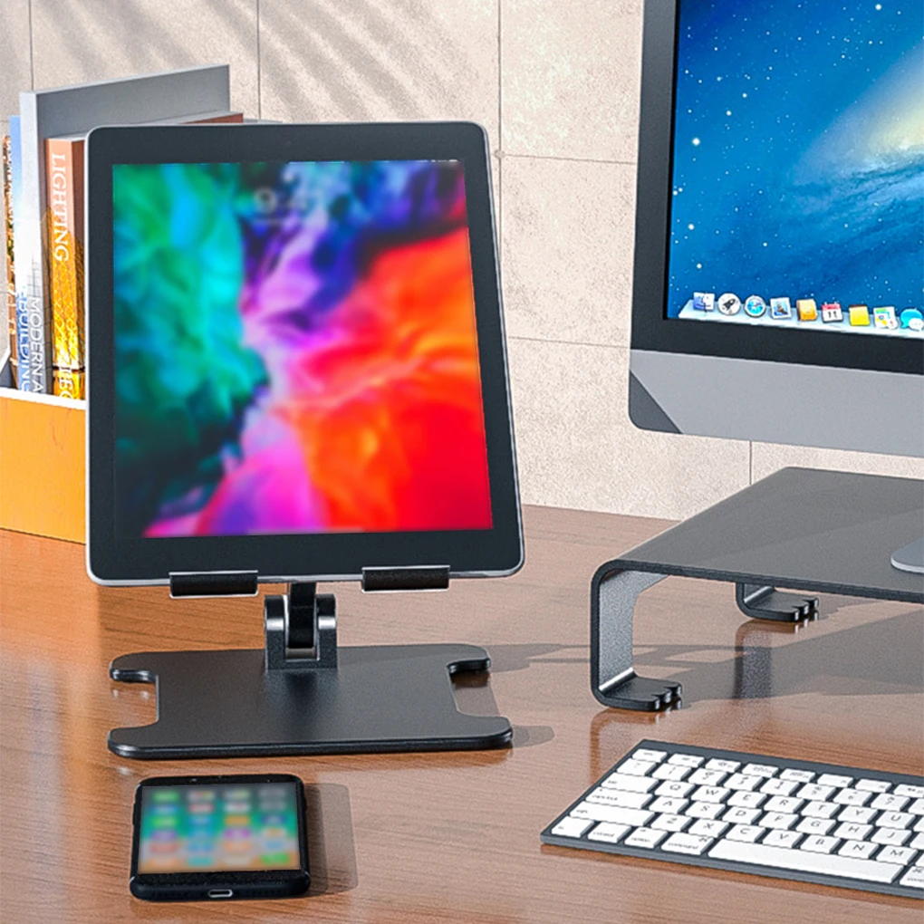 

Держатель для планшета, подставка для телефона, регулируемая настольная подставка, складной держатель для смартфона, удобный портативный практичный серебристый