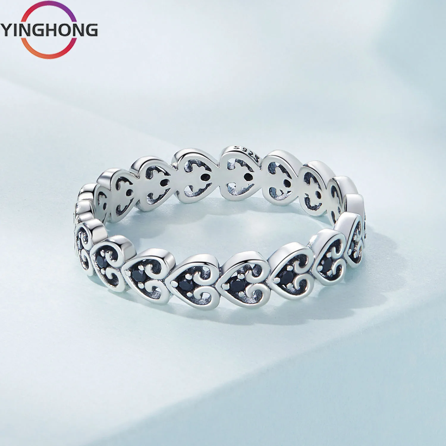

Оригинальное кольцо из стерлингового серебра S925 с узором в виде сердца, милое модное очаровательное темпераментное роскошное изысканное ювелирное изделие, подарок