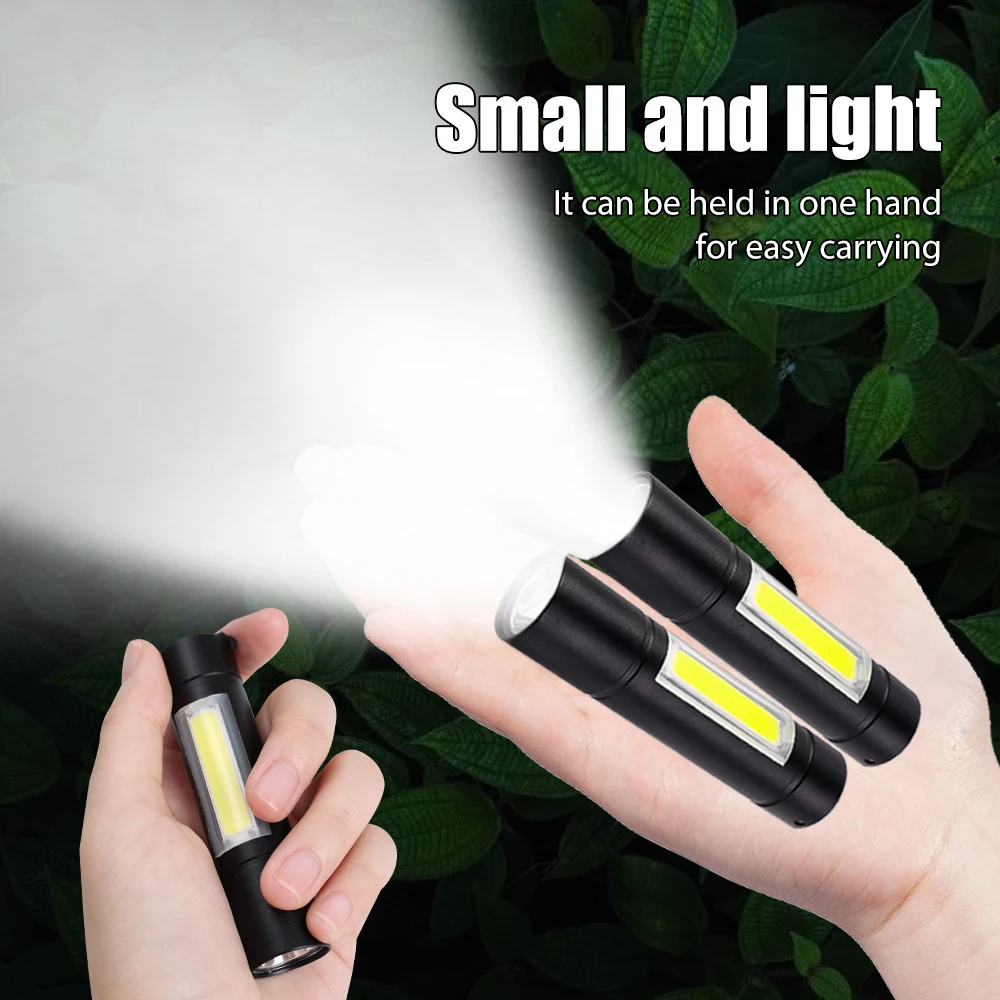 

Portable Mini LED Flashlight XPE COB Flashlight with 3 Modes Rechargeable Zoom Flashlight Light Waterproof Outdoor Camping Light