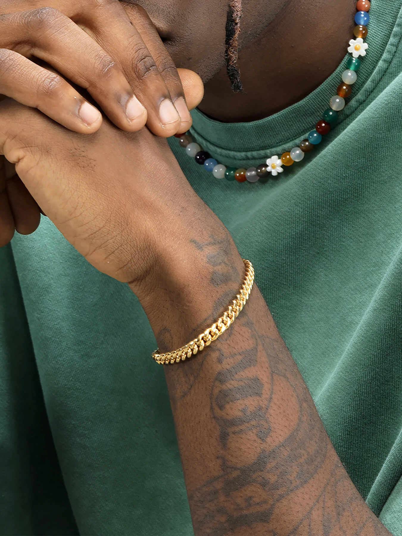 Золотистый браслет из нержавеющей стали ювелирные изделия ширина 5 мм кубинская