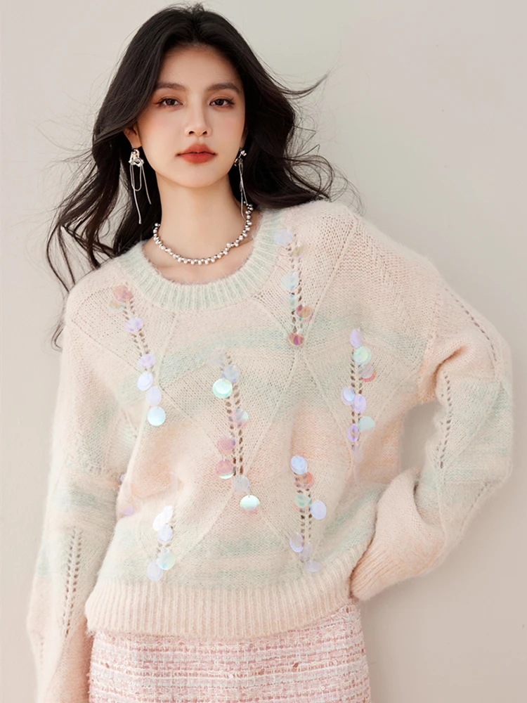 Новинка 2024 осенне-зимний женский свободный пуловер свитер высокого качества