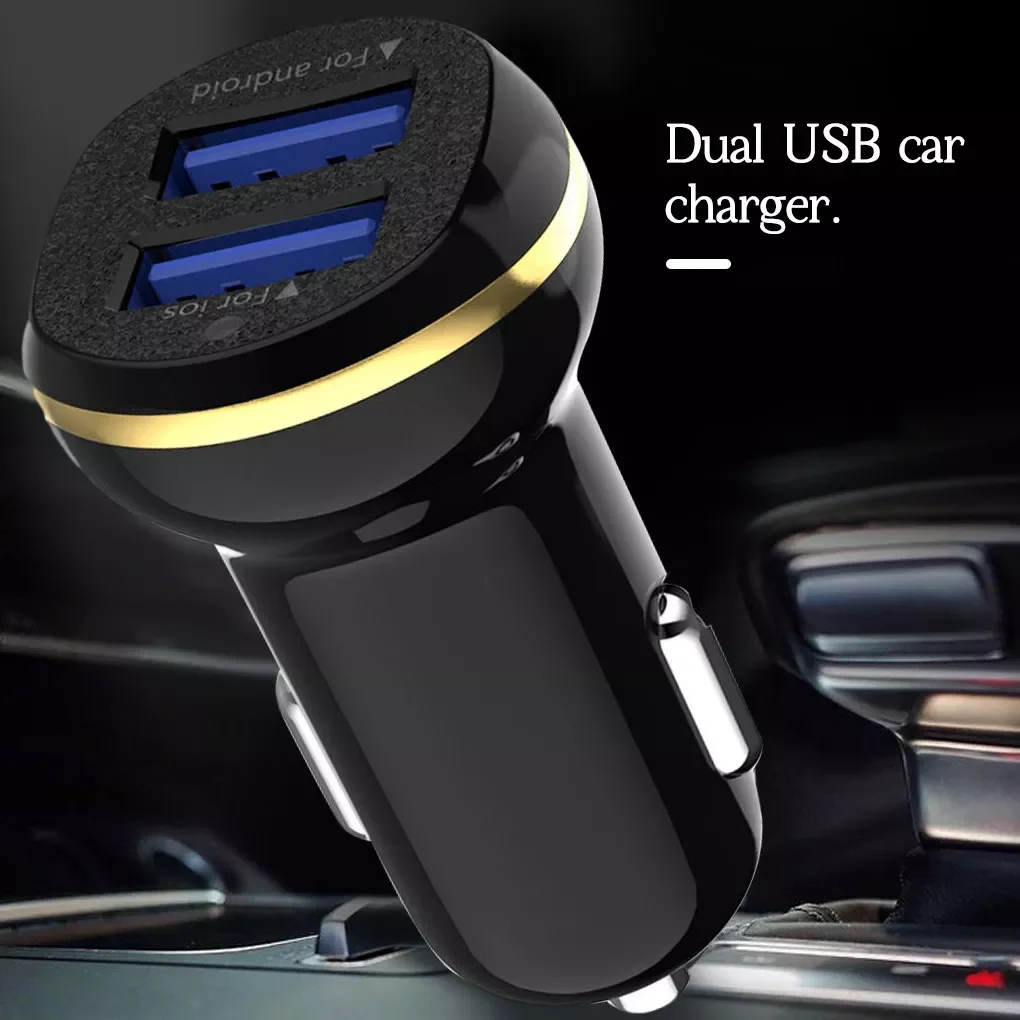 

Car Phone Charger Fast 3.1A Dual USB Power Adapter Mini LED Auto Mobile Phone Charger, Black