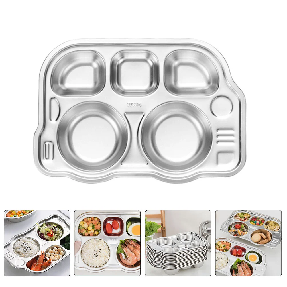 

Plate Divided Tray Stainless Steeldinner Dish Baby Plates Kids Sections Lunch Metal Diet Control Compartment Containers Feeding