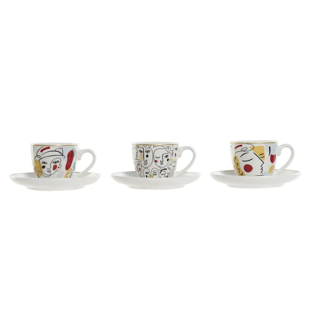 Piece Coffee Cup Set DKD Home Decor Bone China Porcelain (80 ml) (6 pcs) | Cups