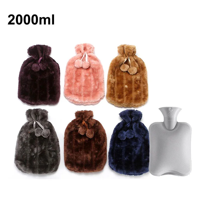 

2000 мл плюшевый подогреватель для рук из искусственного меха Зимние бутылки для горячей воды с крышкой из чистого натурального каучука чехо...