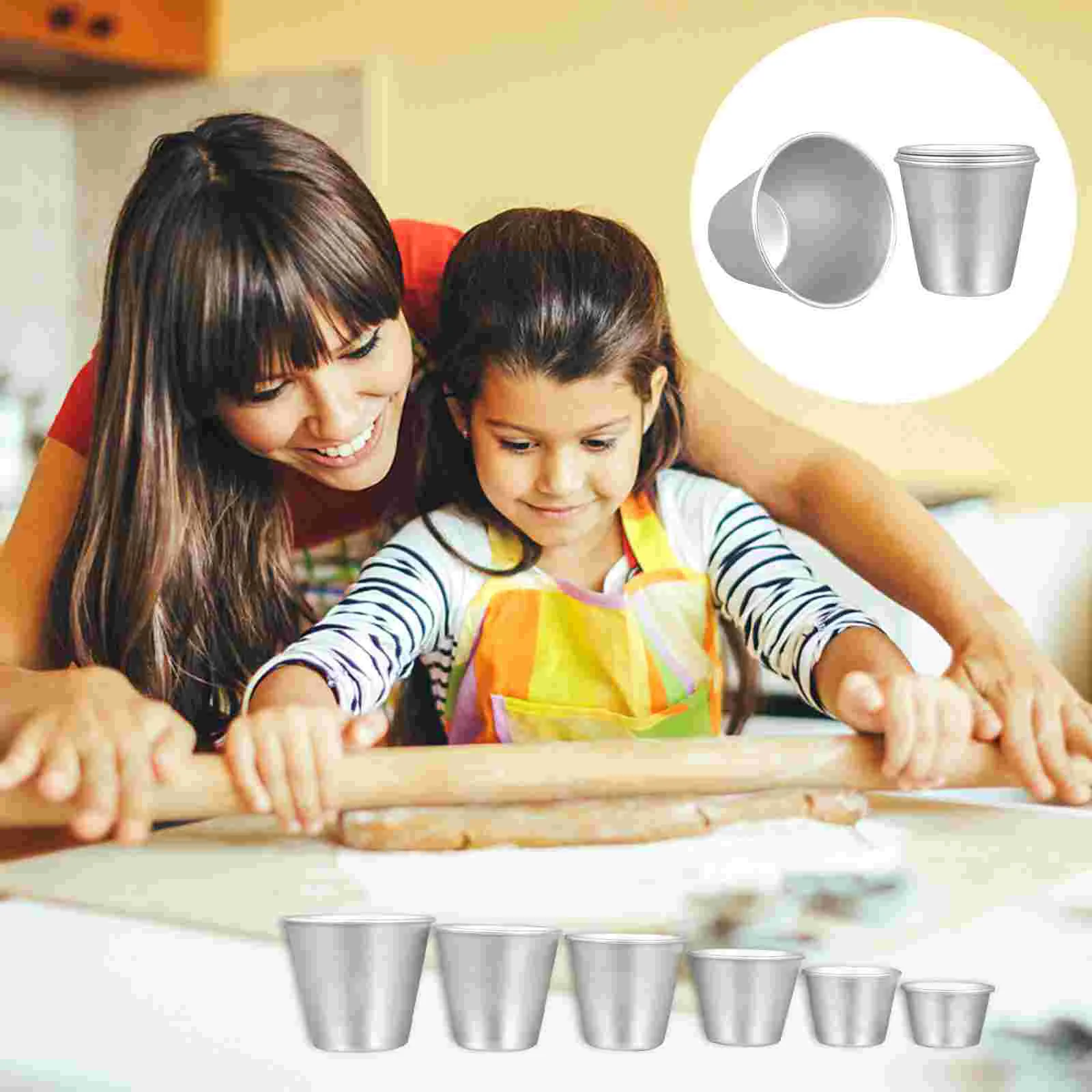 

6pcs Metal Durable Safe Mini Pudding Mold Cake Pan for Kitchen Cake Baking Food