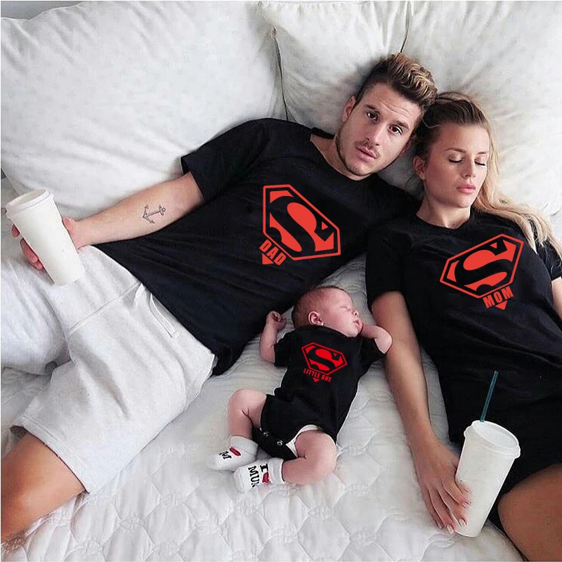 Summer Family Matching T-Shirts Mother and Daughter Father Son Tops Girls Boys Bodysuits Cotton Family Look T Shirt Hipster Tee