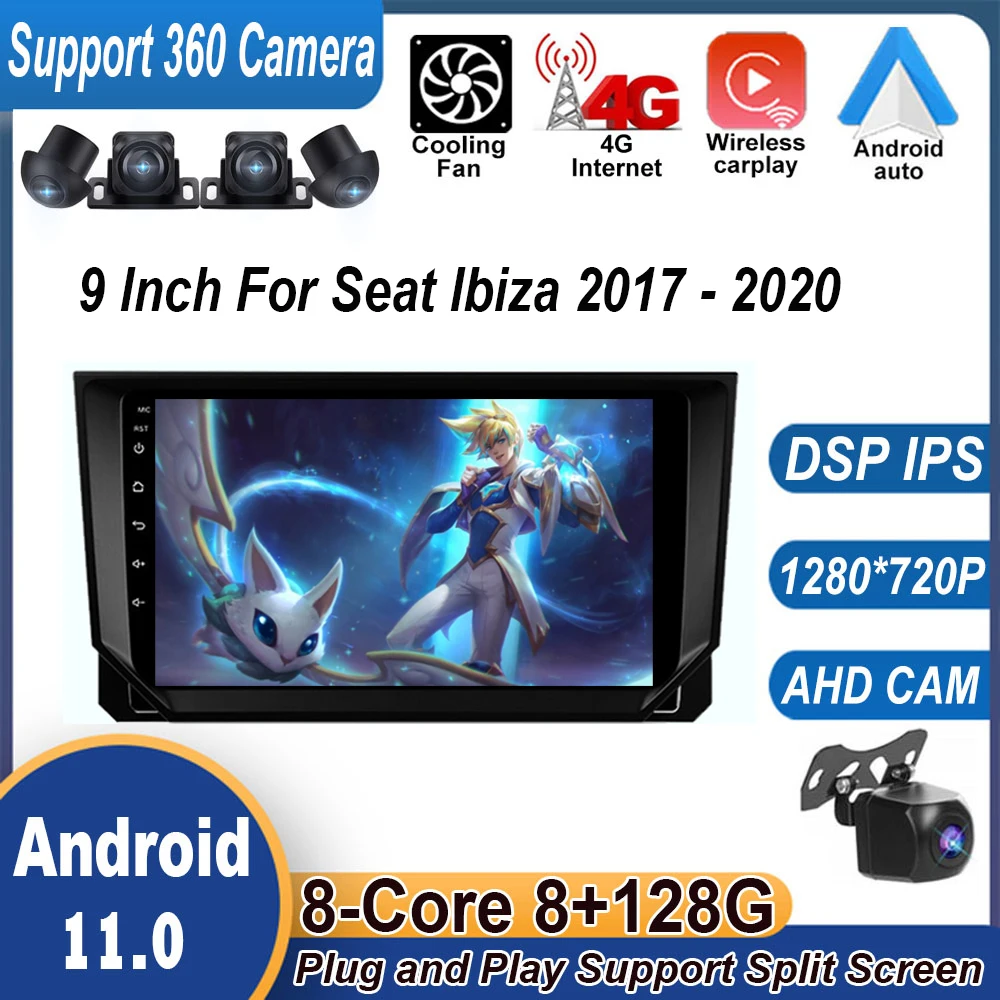 

8-ядерный DSP для Seat Ibiza 2017 - 2020 2.5D IPS экран Android 11 автомобильное радио мультимедийный видеоплеер GPS навигация 4G + Wifi