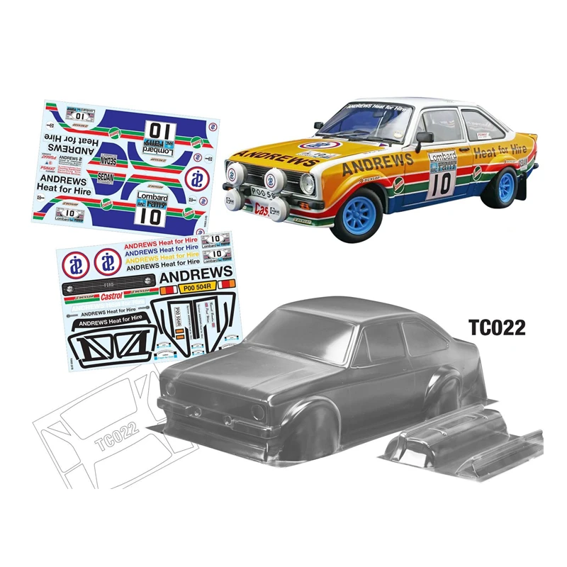 Enlarge Team C TC022 1/10 Escort MK2 Rc Rally Car Clear Body With 3D Headlight + Color Sticker Decals