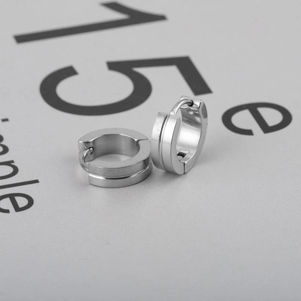 TGNEL Серьги-кольца из чистого титана без никеля полуматовые и полуполированные