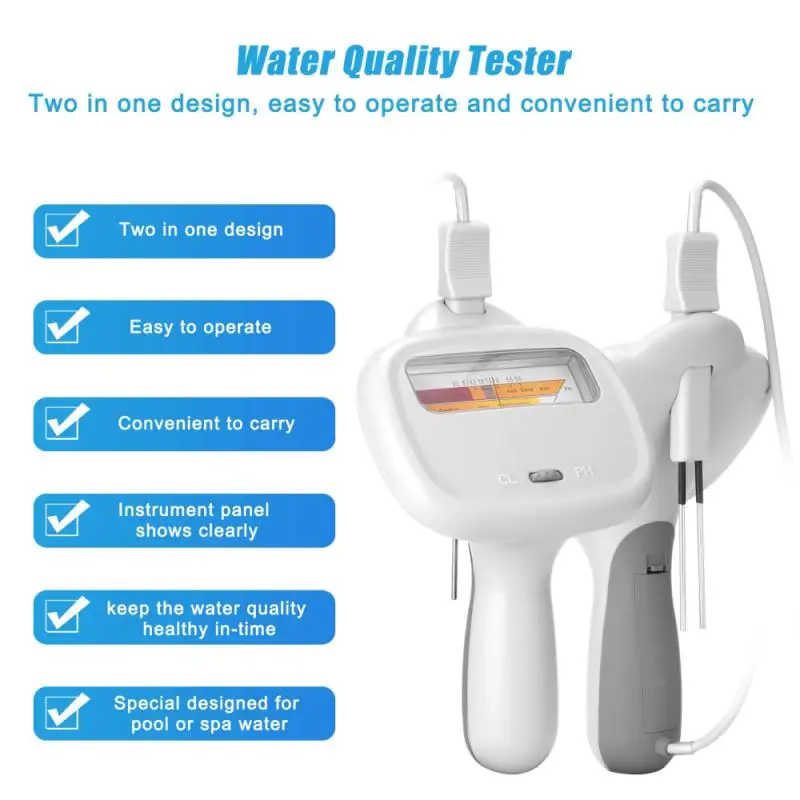 

Chlorine Meters PH Tester 2 In 1 Testers Water Quality Testing Device CL2 Measuring For Swimming Pool Aquarium Drinking Water