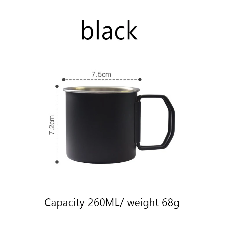 

Чашка из нержавеющей стали 304, кружка, 260 мл, уличная чашка для воды, кружка для воды для кемпинга, пикника, посуда со складной ручкой