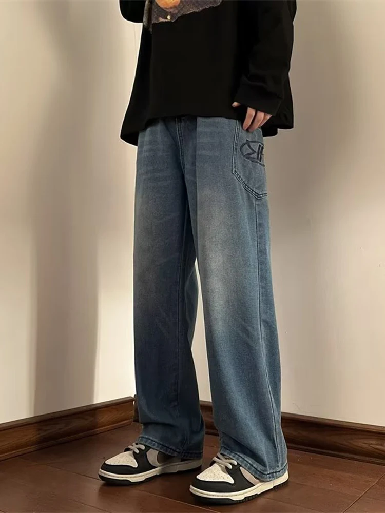 Baggy Jeans Men Fashion Retro Casual Wide-leg Jeans Men Streetwear Loose Hip Hop Straight Denim Pants Mens Trousers Men Pants