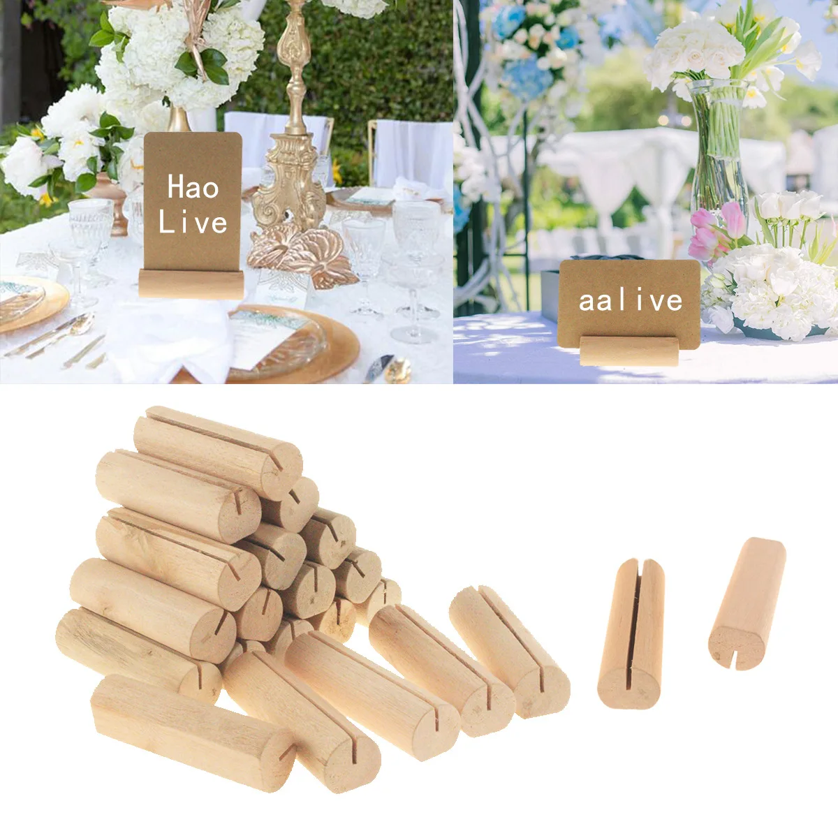 

10/20Pcs Rustic Wedding Wooden Place Card Holders Photo Postcard Clip Stand Engagement Birthday Party Table Number Name Sign