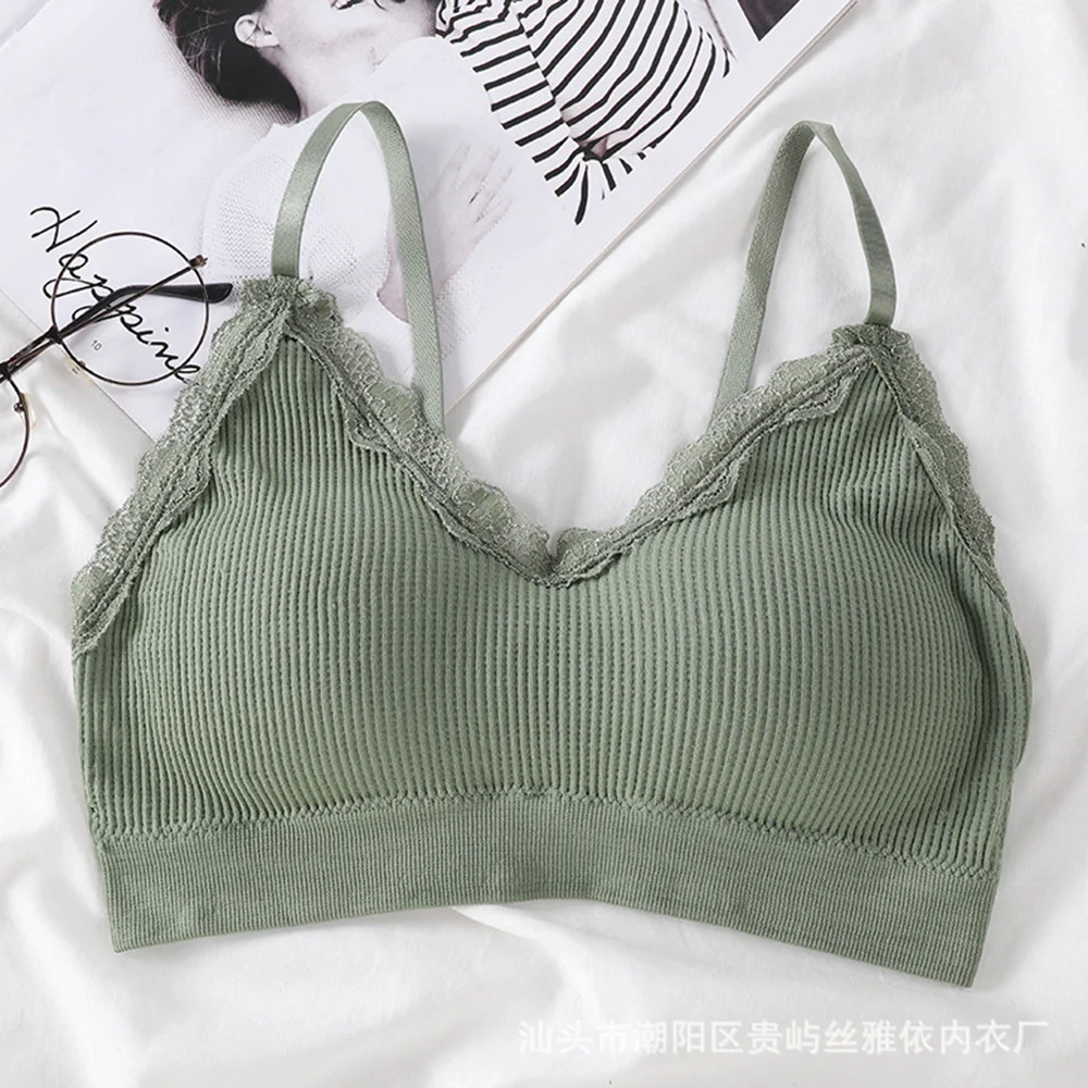Fashion Beauty Back Wrap Chest Tube Top Crop Top Solid Color Women Lace Soft Seamless Sports Lingerie Tee Bra Bandeau Top Tank