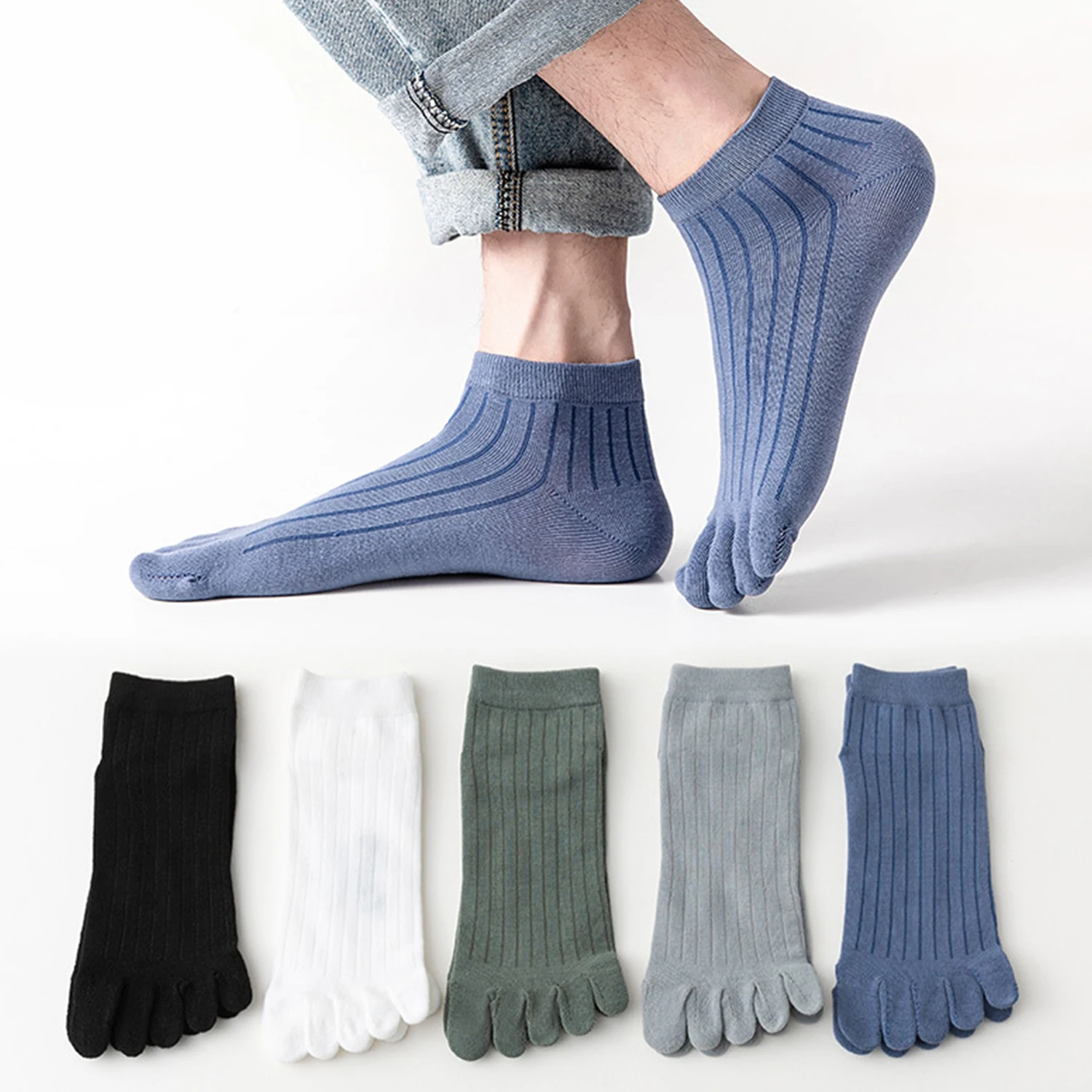 

Качественные хлопковые носки с пальцами, мужские Модные деловые повседневные спортивные мужские дышащие нескользящие носки с пятью пальцами