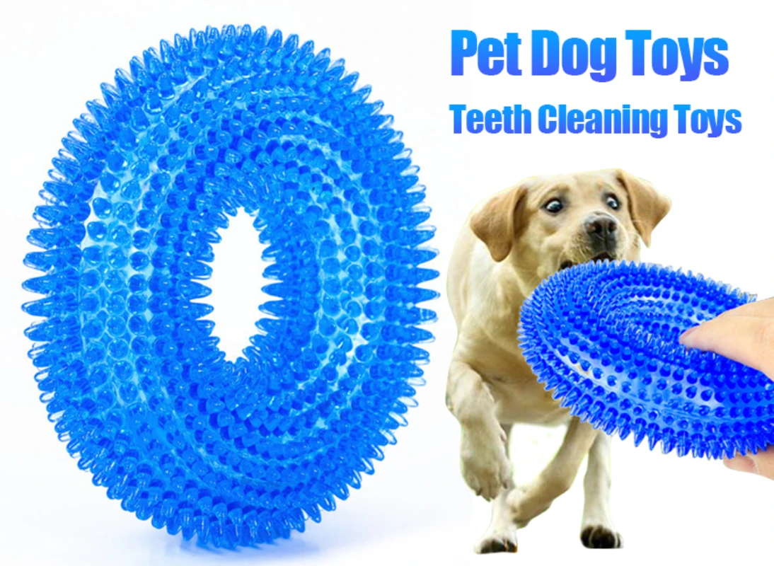

Pet Dog Toys Bite Resistant Squeaky Sound Toy Thorn Barbed Tooth Cleaning TPR Molar Chew Toys for Dogs Interactive Training