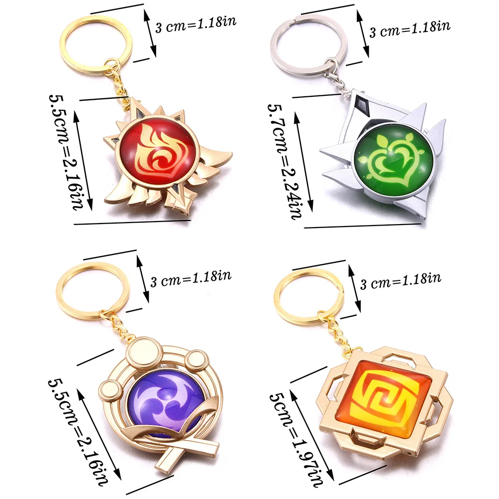 Game Genshin Impact Vision Luminous Lnazuma Yae Miko Maple Leaf Manyo Keychain 7 Element Weapons Eye Of Original God Toy KeyRing |