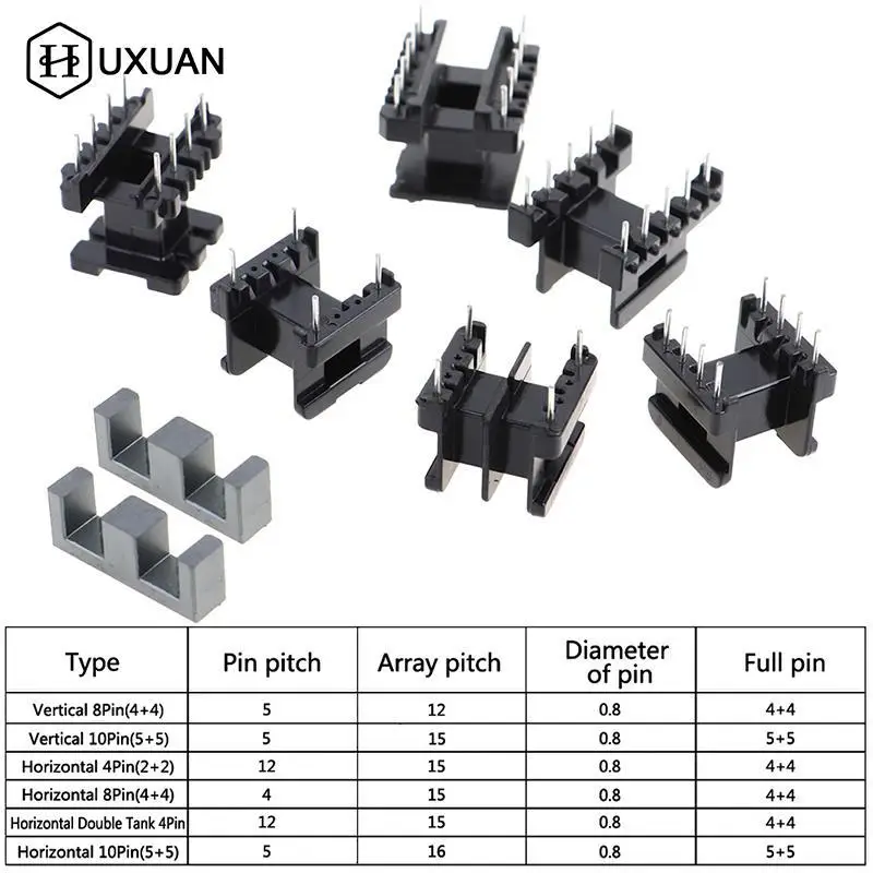 

5 комплектов EE25 4-контактный 8P 10P трансформатор Шпулька PC40 ферритовый сердечник вертикальный горизонтальный