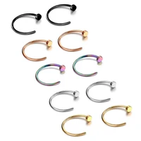 6810mm surgical steel fake non nose stud ring false lip curler septum piercing hoop jewelry for women men body accessories