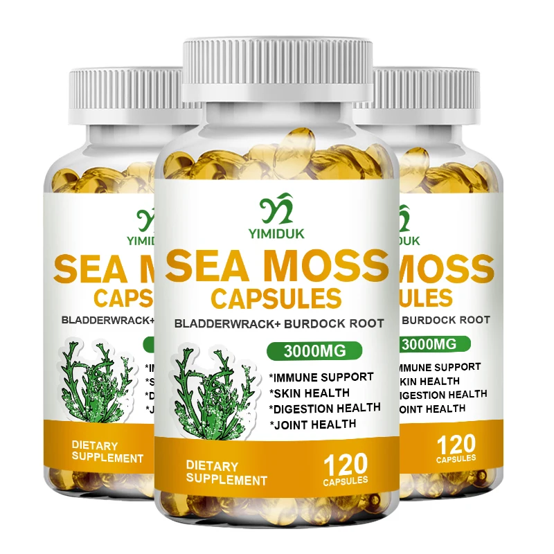 

Organic Sea Moss Capsule Immune System Support Skin & Joint Support Intestinal Cleansing Thyroid Supplement