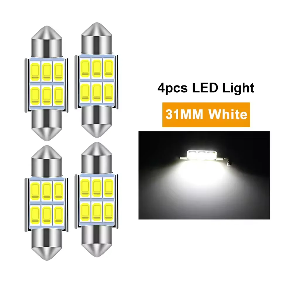 4 шт. C5W C10W светодиодный гирлянда 31 мм 36 мм 39 мм 41 мм 12 В белый/хрустально-синий лампы для автомобилей, номерной знак, внутренняя лампа для чтения 6SMD