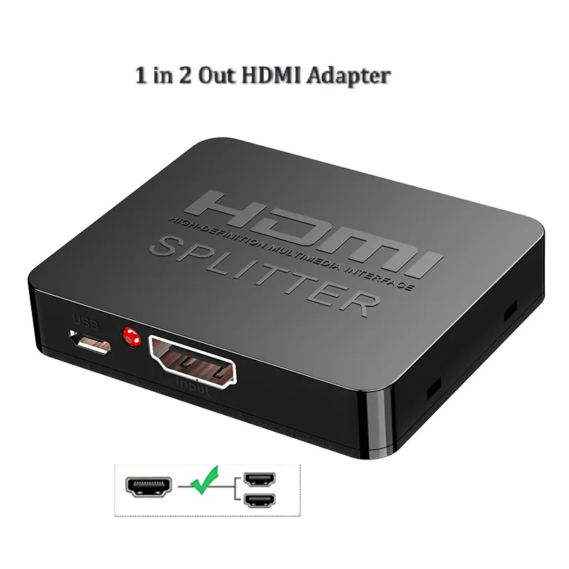 

4K 3D HDMI Splitter 1 in 2 Out for Dual Monitors Duplicate/Mirror Amplifier for Laptop TV Monitor(1 Source onto 2 Displays)