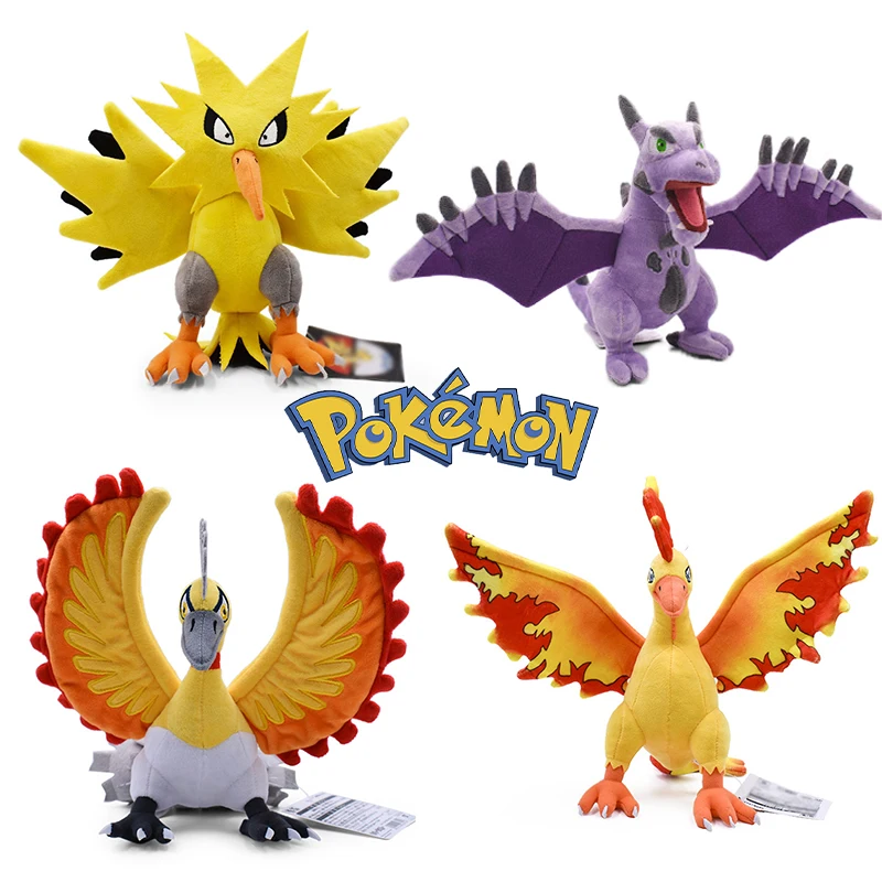 

Pokemon Aerodactyl Anime Plush Doll 2022 New Zapdos Moltres Ho-Oh Evolution Kawaii Stuffed Plushie Cute Decoration Toy Kids Gift