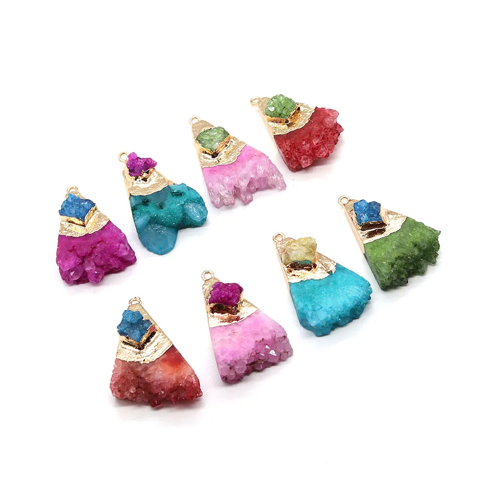 

Natural Stone Druzy Irregular Crystal Pendants Jewelry DIY Handmade Making Necklace Charms Accessories Drusy Quartz Women Gift