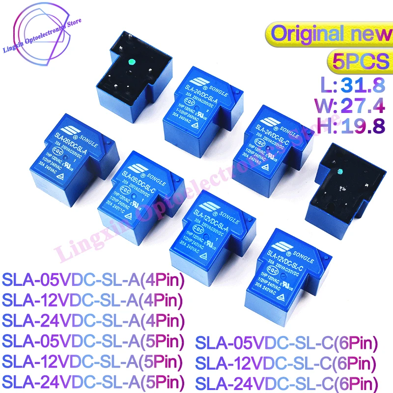 5 шт./лот силовые реле SLA-55V 09 12 В 24 В 48 В постоянного тока-SL-A-C 4Pin/5Pin/6Pin 30A T90 SLA-05VDC-SL-A SLA-12VDC-SL-A SLA-24VDC-SL-C