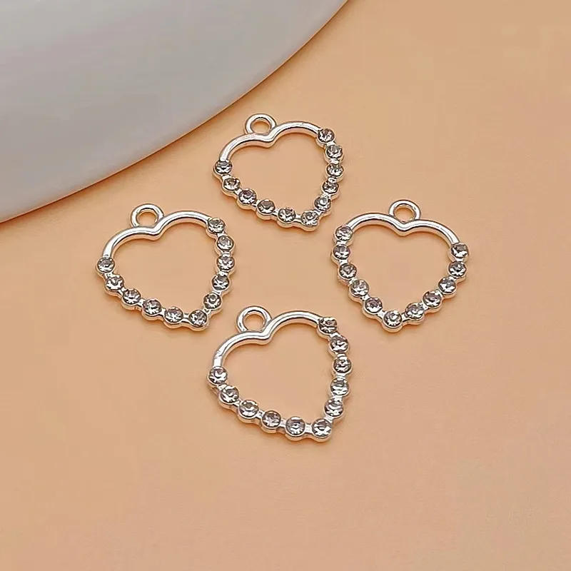 

10pcs 18*16mm Picture Crystal Heart Heart Cutout Charm Geometric Pendant Metal Alloy DIY Necklace Bracelet Earring