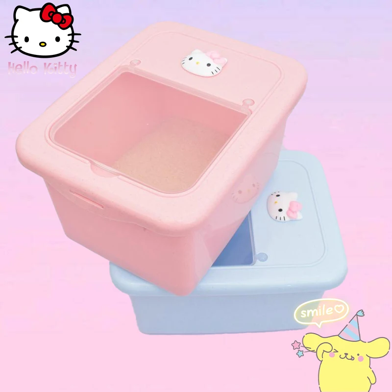 

Hello Kitty 10Kg Sealed Rice Bucket Sanrio Anime Thicken Whole Grains Household Storage Tank Large Kitchen Storage Container
