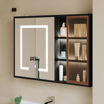 Black LED Lighted Bathroom Medicine Cabinet