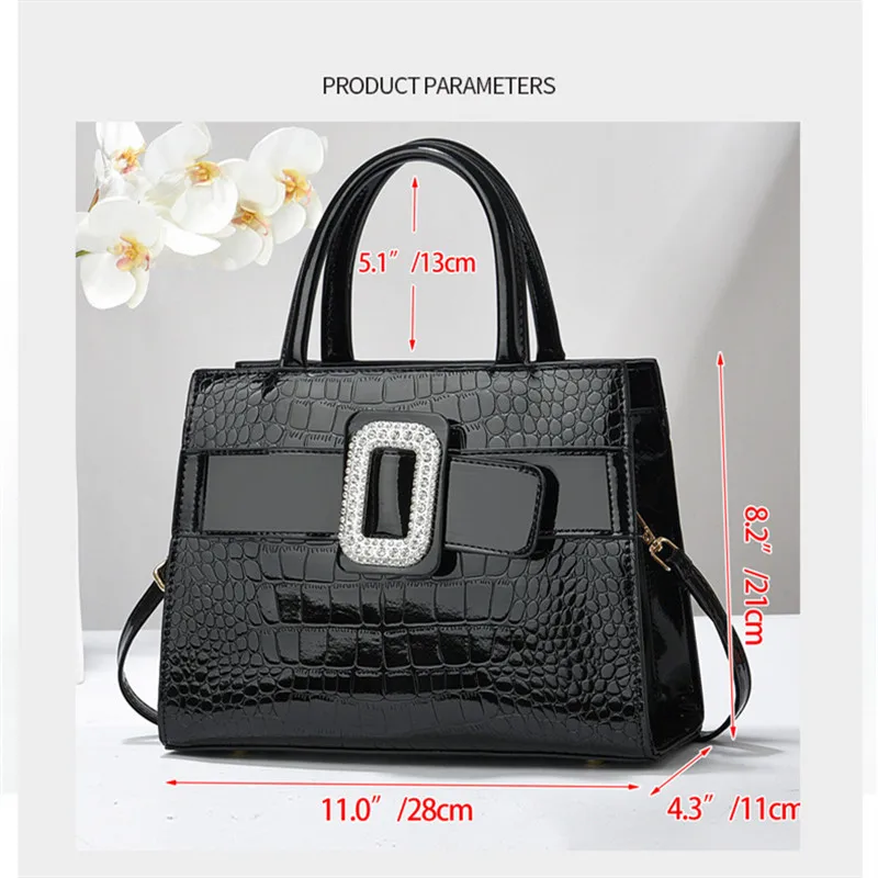 Сумка женская с алмазной вставкой роскошный саквояж-мессенджер из твердой кожи