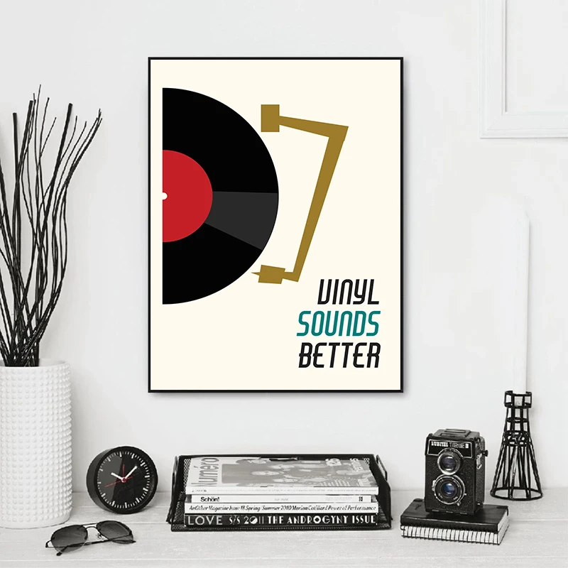 Виниловый альбом для прослушивания музыки Mid Century Настенная картина в стиле ретро