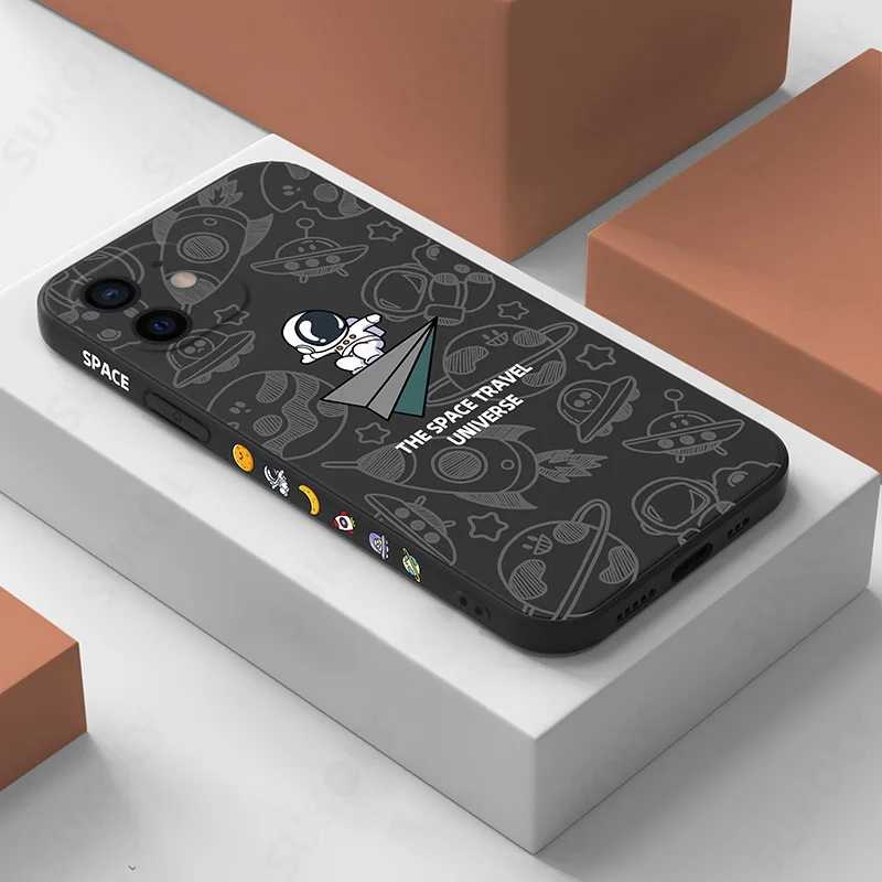 

Astronaut Case For iPhone 13 12 11 14 Pro Max XS XR X 8 7 Plus Cartoon Silicone Soft Cover For iPhone 14 Pro 13 12 11 Case