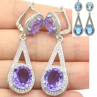 50x14mm new designed changing color alexandrite topaz zultanite white cz daily wear 925 silver earrings
