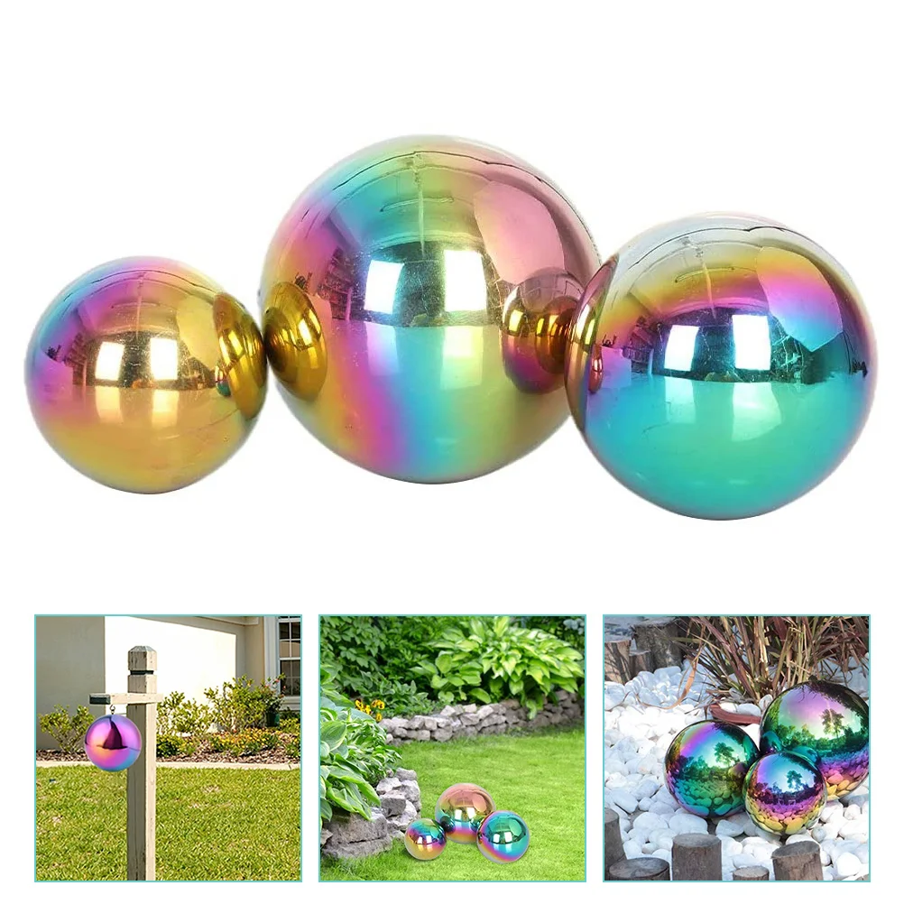 

3 Pcs Stainless Steel Ball Garden Reflector Metal Outdoor Decor Gazing Globe Mirror Balls Hollow Ornament