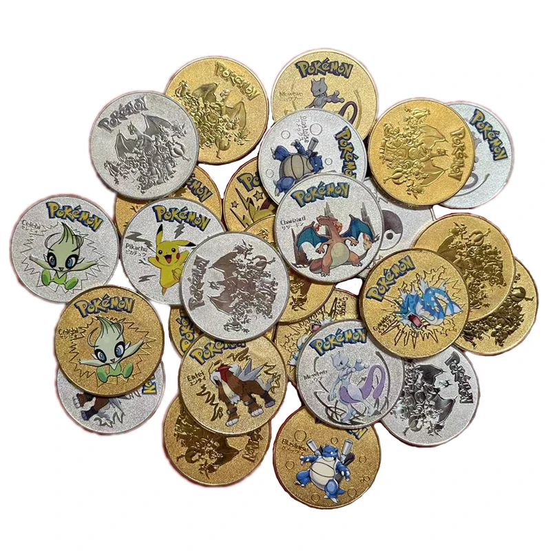 

Pokemon Anime Gold Plated Gold Coin Game Commemorative Coin Pikachu Charizard Mewtwo Gold Coin Game Collection Pokemon gift