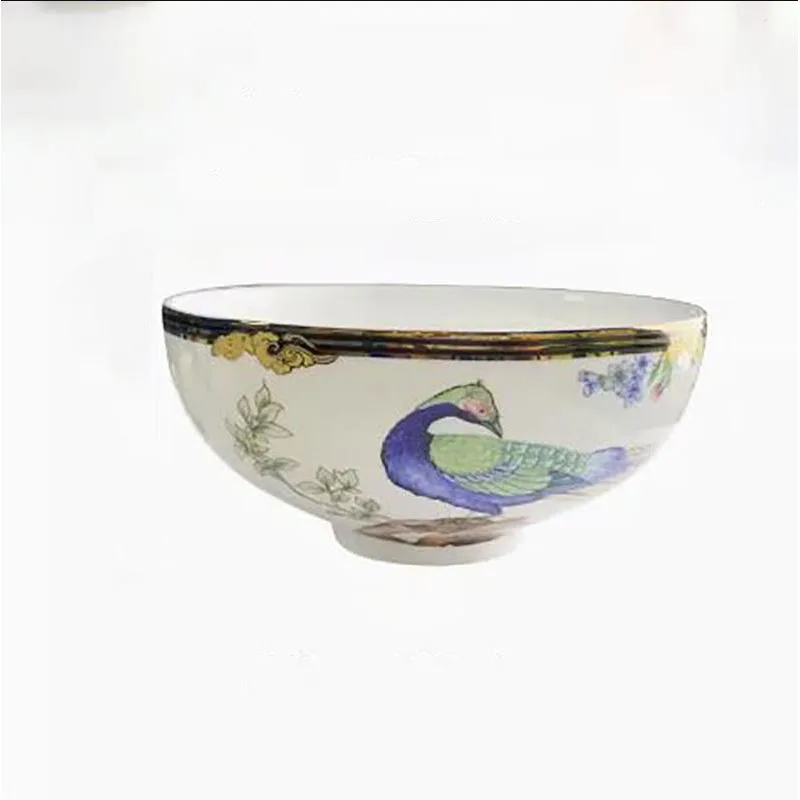 Креативные керамические тарелки ручная роспись декор павлина обеденный набор