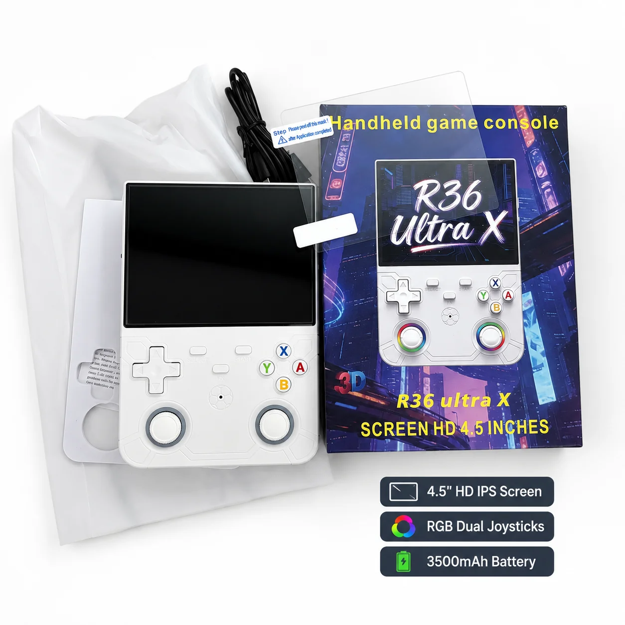 Фото Игровая консоль RK3326 Cortex-A35 Quad Core R36 Ultra X с открытым исходным кодом, графический процессор Mali-G31 MP2, 1 ГБ LPDDR3, поддержка карт TF до 256 ГБ, классические 2D и 3D игры №1